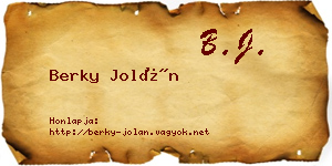 Berky Jolán névjegykártya
